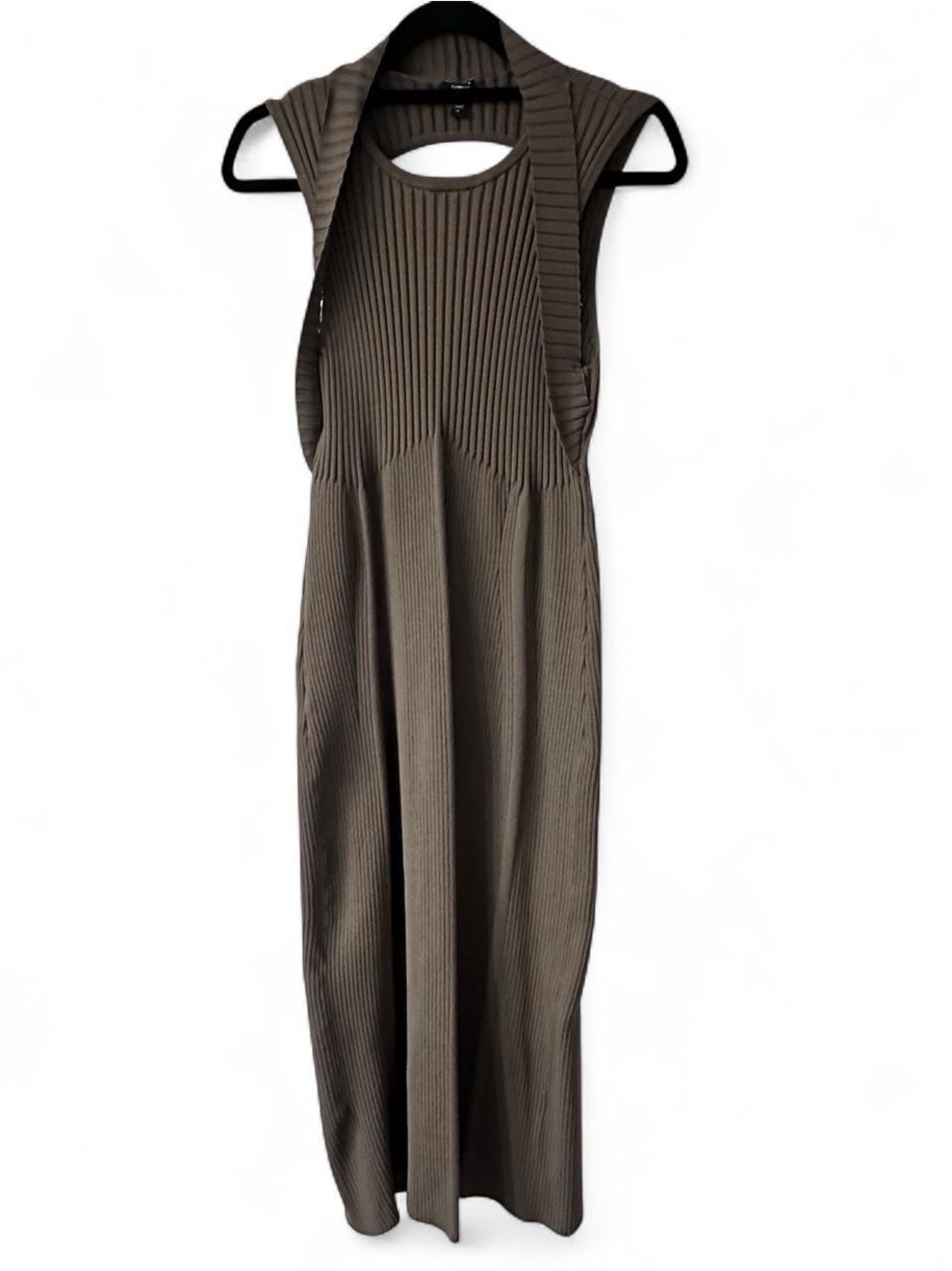 Express Ribbed Sleeveless Midi Dress in Olive